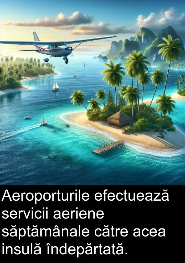 acea: Aeroporturile efectuează servicii aeriene săptămânale către acea insulă îndepărtată.
