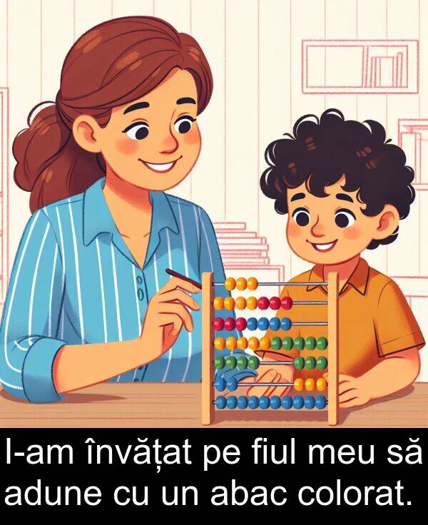 abac: I-am învățat pe fiul meu să adune cu un abac colorat.