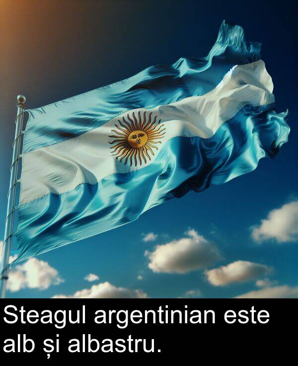 alb: Steagul argentinian este alb și albastru.
