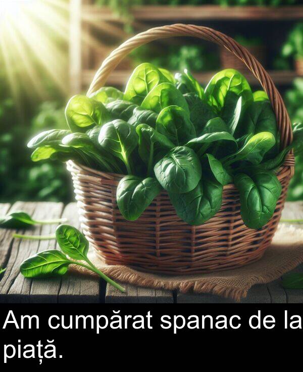 cumpărat: Am cumpărat spanac de la piață.
