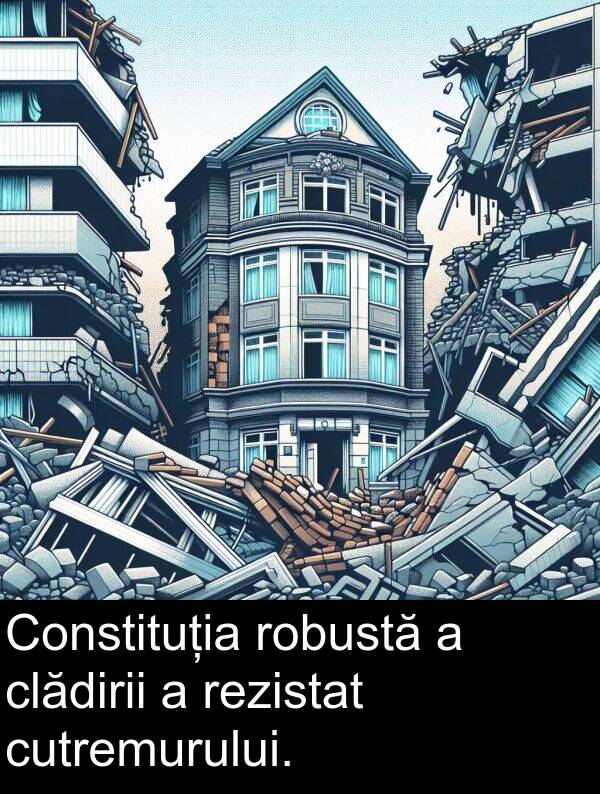 robustă: Constituția robustă a clădirii a rezistat cutremurului.