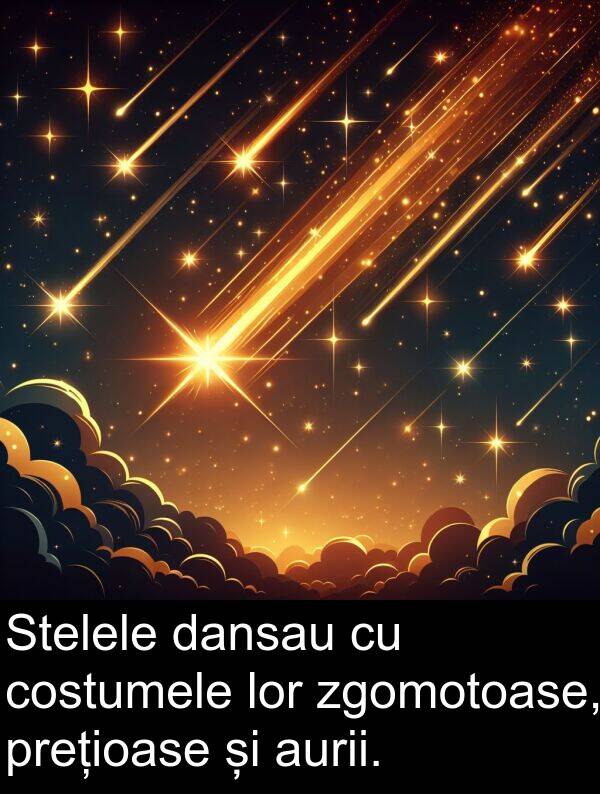 dansau: Stelele dansau cu costumele lor zgomotoase, prețioase și aurii.