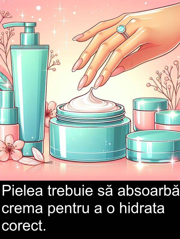 hidrata: Pielea trebuie să absoarbă crema pentru a o hidrata corect.