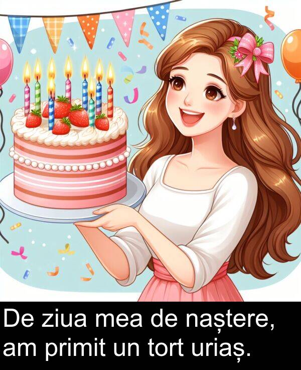 ziua: De ziua mea de naștere, am primit un tort uriaș.