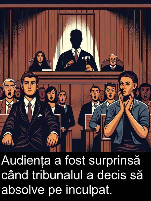 decis: Audiența a fost surprinsă când tribunalul a decis să absolve pe inculpat.