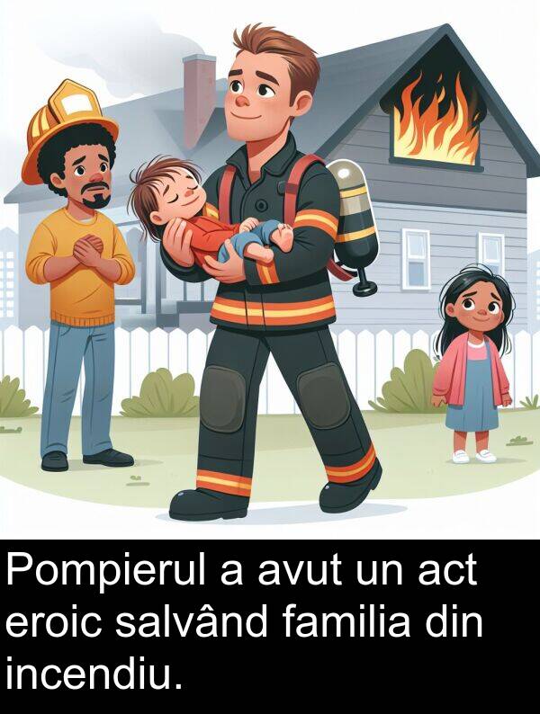 familia: Pompierul a avut un act eroic salvând familia din incendiu.