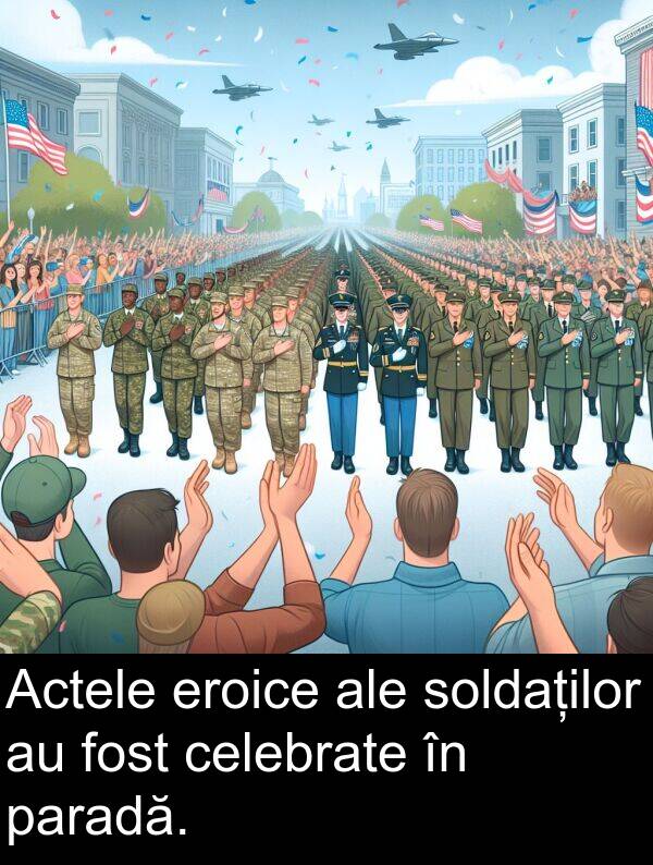 paradă: Actele eroice ale soldaților au fost celebrate în paradă.