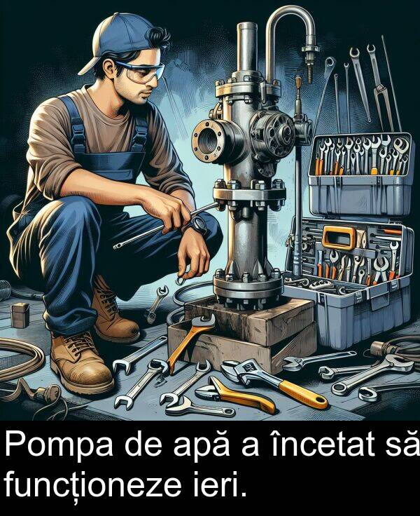 ieri: Pompa de apă a încetat să funcționeze ieri.