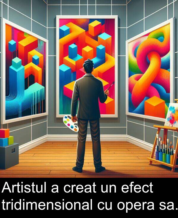 sa: Artistul a creat un efect tridimensional cu opera sa.
