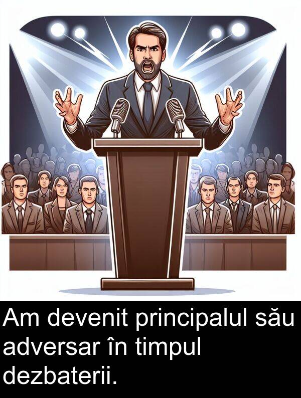 devenit: Am devenit principalul său adversar în timpul dezbaterii.