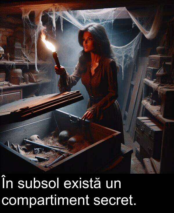există: În subsol există un compartiment secret.