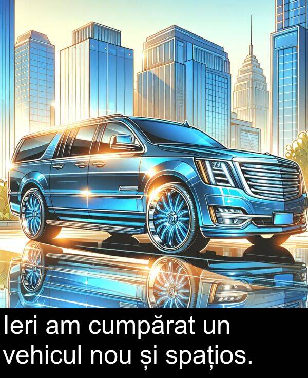 vehicul: Ieri am cumpărat un vehicul nou și spațios.