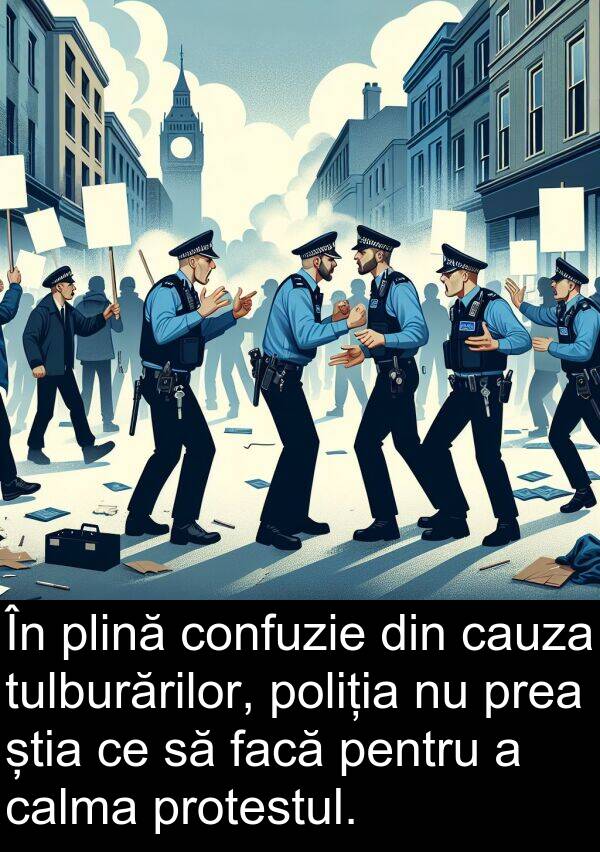 știa: În plină confuzie din cauza tulburărilor, poliția nu prea știa ce să facă pentru a calma protestul.