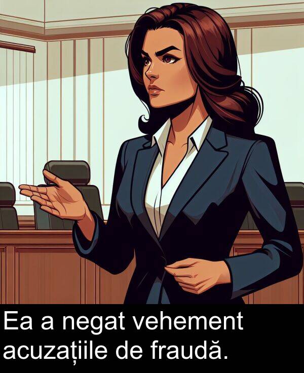vehement: Ea a negat vehement acuzațiile de fraudă.