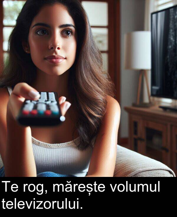 rog: Te rog, mărește volumul televizorului.