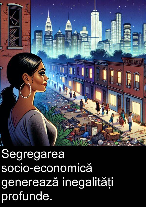 generează: Segregarea socio-economică generează inegalități profunde.