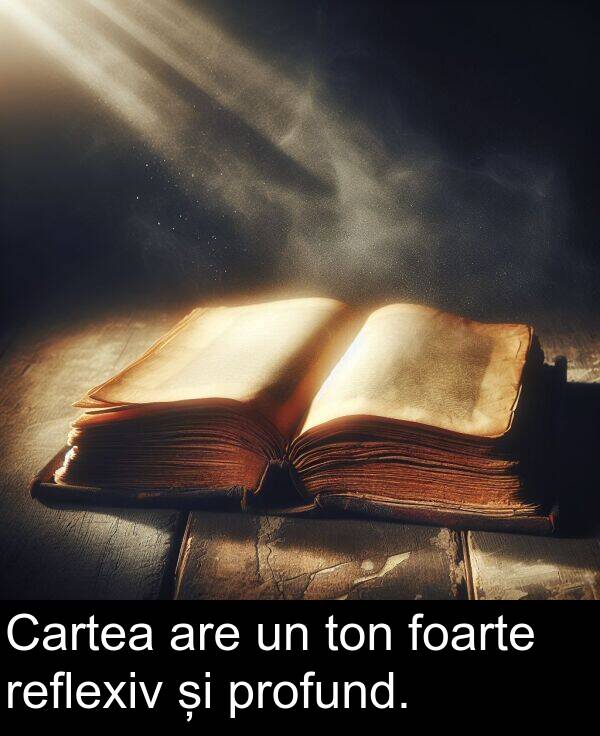 foarte: Cartea are un ton foarte reflexiv și profund.