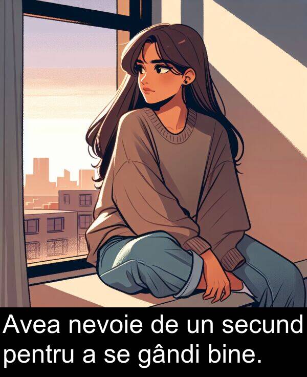 gândi: Avea nevoie de un secund pentru a se gândi bine.