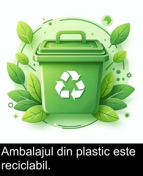 este: Ambalajul din plastic este reciclabil.