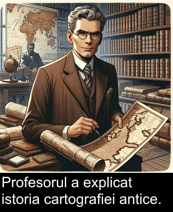 antice: Profesorul a explicat istoria cartografiei antice.