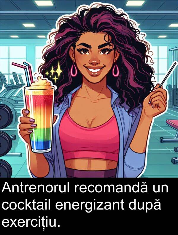 recomandă: Antrenorul recomandă un cocktail energizant după exercițiu.