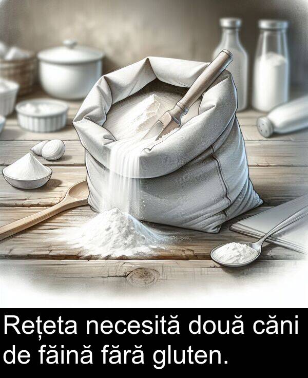 fără: Rețeta necesită două căni de făină fără gluten.