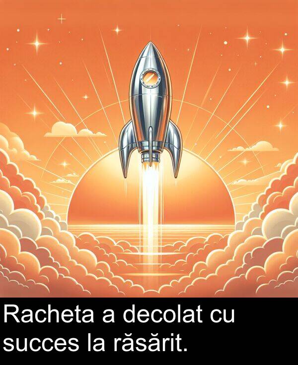răsărit: Racheta a decolat cu succes la răsărit.