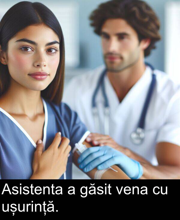 găsit: Asistenta a găsit vena cu ușurință.