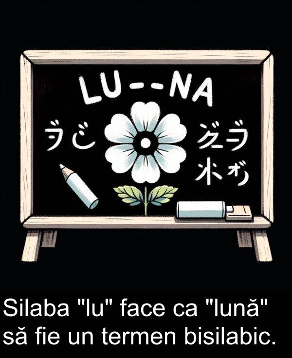 face: Silaba "lu" face ca "lună" să fie un termen bisilabic.