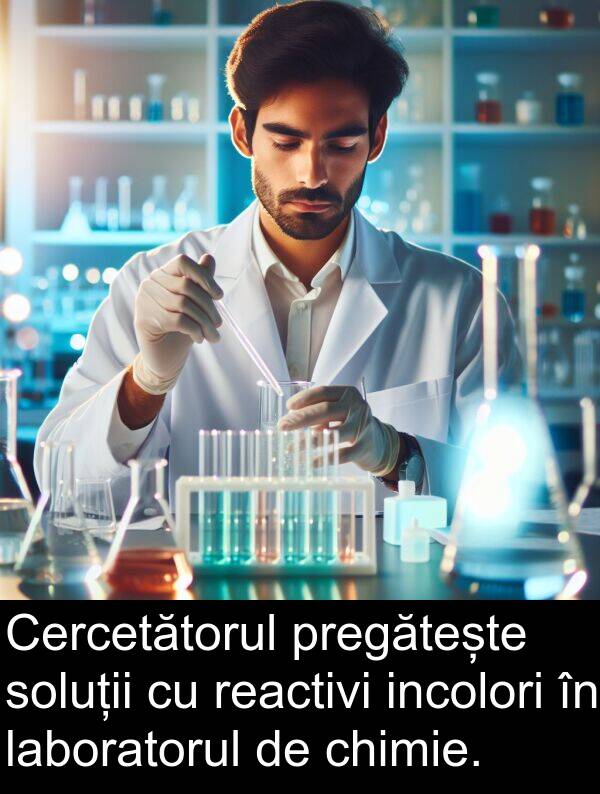laboratorul: Cercetătorul pregătește soluții cu reactivi incolori în laboratorul de chimie.