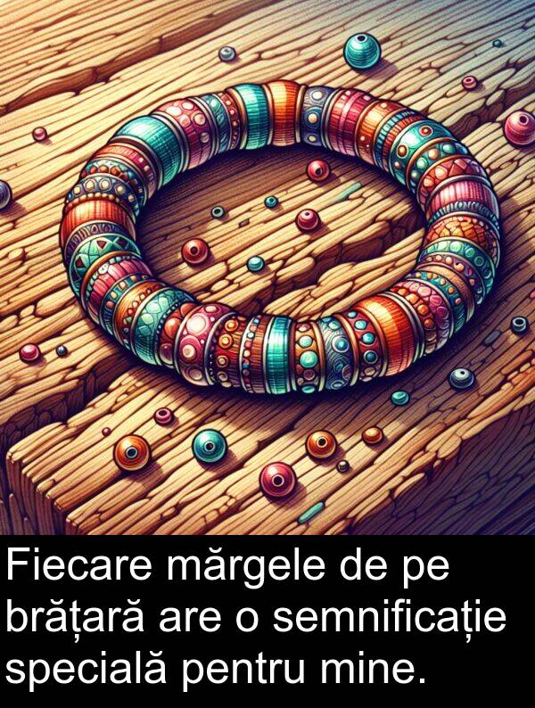 mărgele: Fiecare mărgele de pe brățară are o semnificație specială pentru mine.