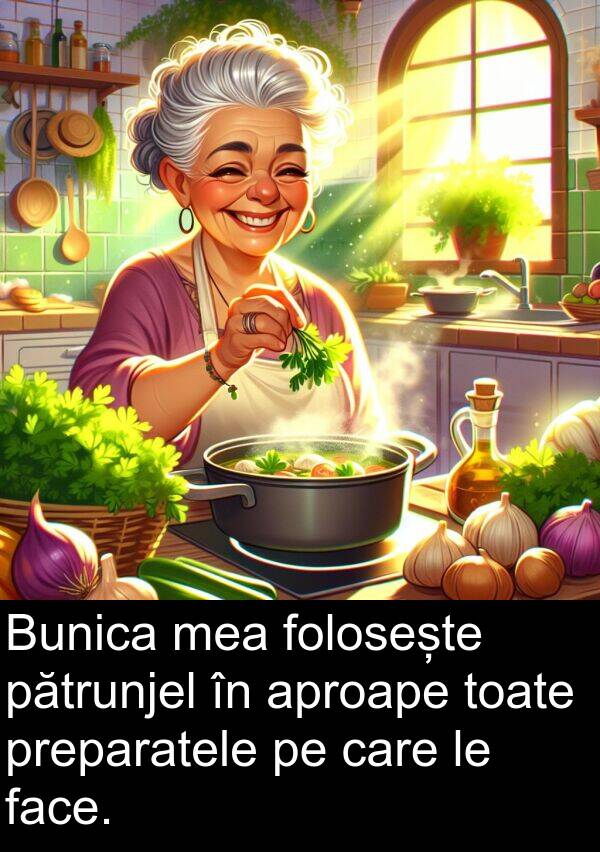 face: Bunica mea folosește pătrunjel în aproape toate preparatele pe care le face.
