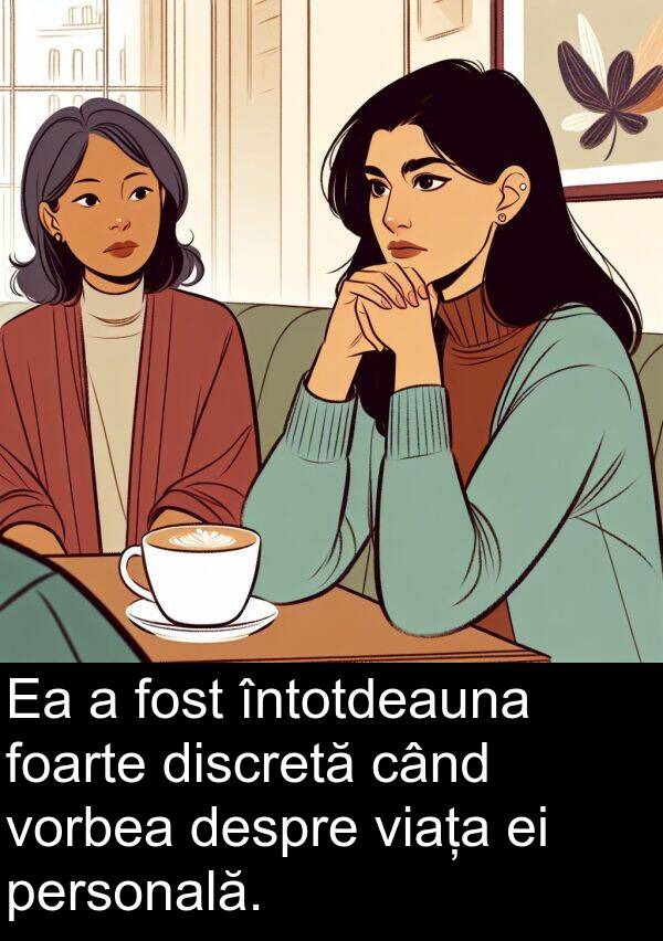 personală: Ea a fost întotdeauna foarte discretă când vorbea despre viața ei personală.