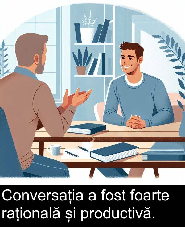 productivă: Conversația a fost foarte rațională și productivă.