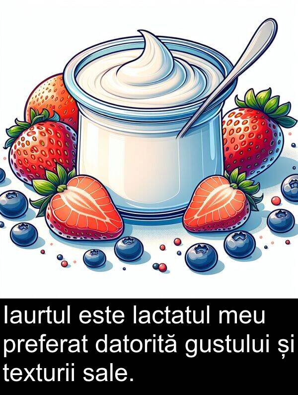 lactatul: Iaurtul este lactatul meu preferat datorită gustului și texturii sale.