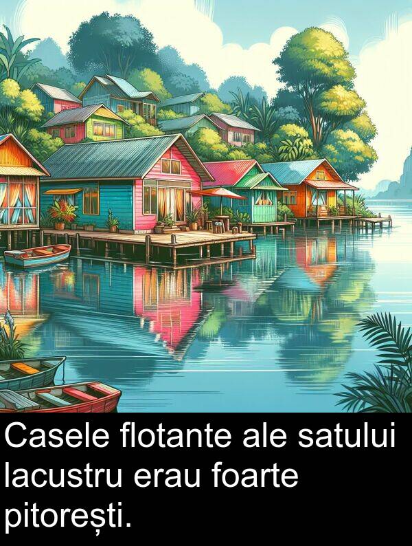 lacustru: Casele flotante ale satului lacustru erau foarte pitorești.