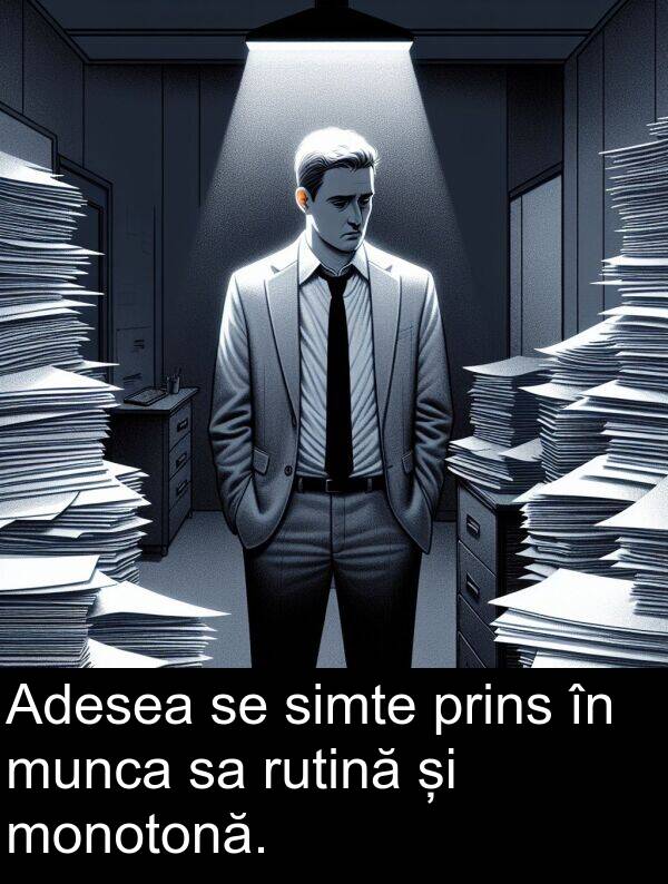 munca: Adesea se simte prins în munca sa rutină și monotonă.