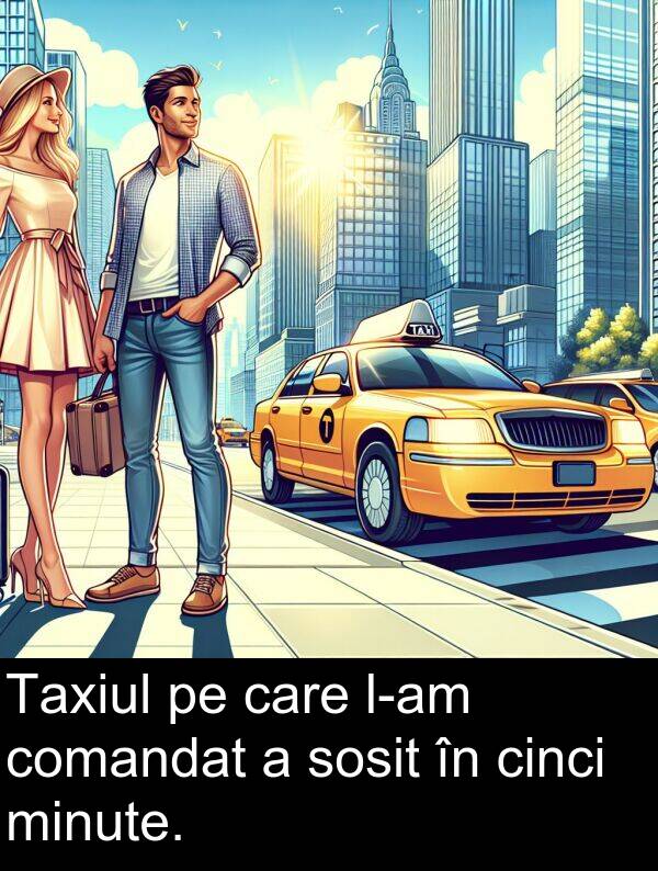 minute: Taxiul pe care l-am comandat a sosit în cinci minute.