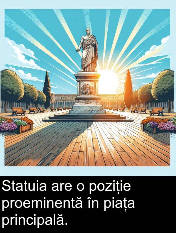 principală: Statuia are o poziție proeminentă în piața principală.