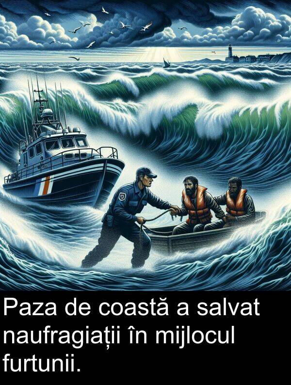 naufragiații: Paza de coastă a salvat naufragiații în mijlocul furtunii.