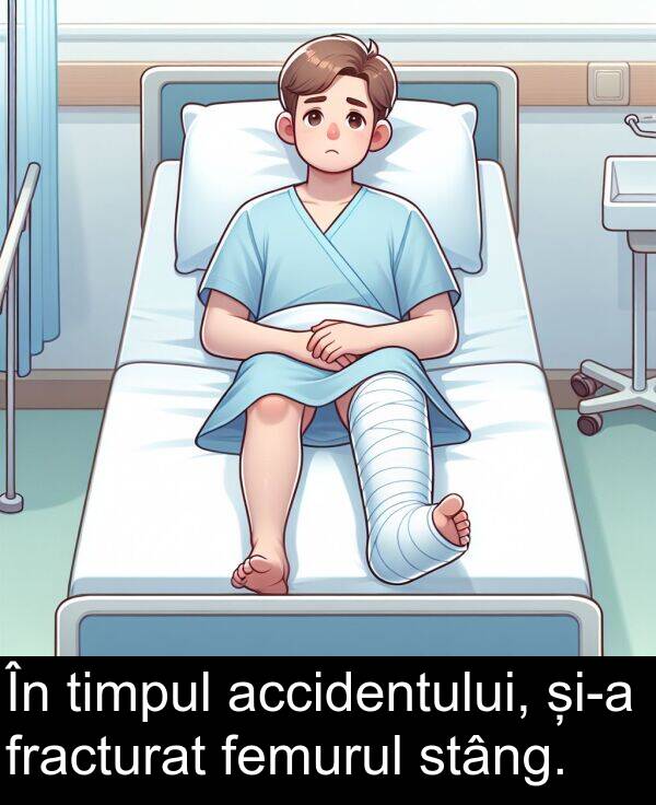 accidentului: În timpul accidentului, și-a fracturat femurul stâng.