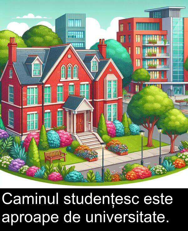 universitate: Caminul studențesc este aproape de universitate.