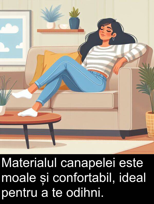 ideal: Materialul canapelei este moale și confortabil, ideal pentru a te odihni.