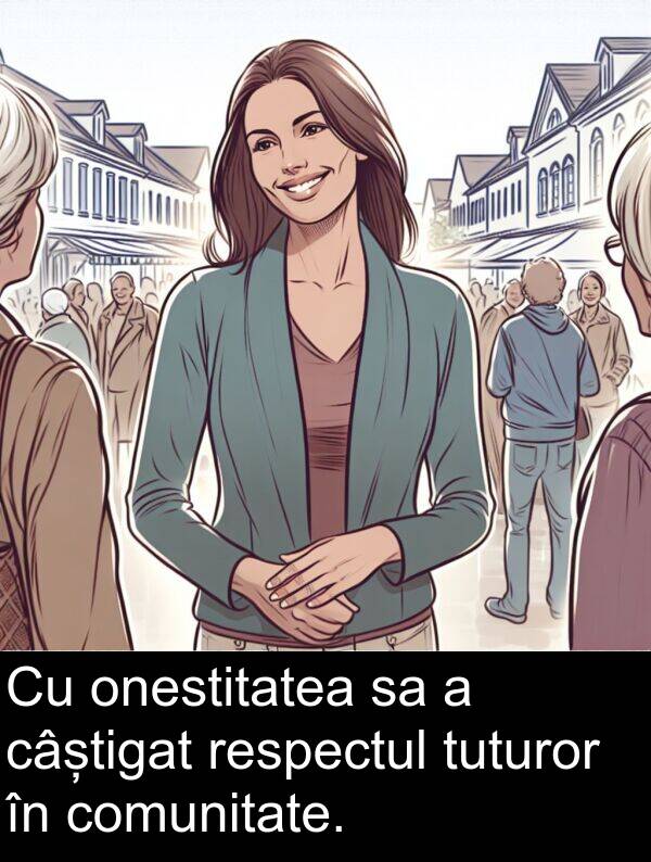 tuturor: Cu onestitatea sa a câștigat respectul tuturor în comunitate.