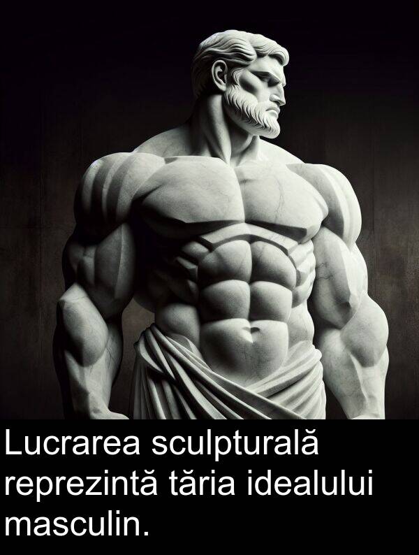 tăria: Lucrarea sculpturală reprezintă tăria idealului masculin.