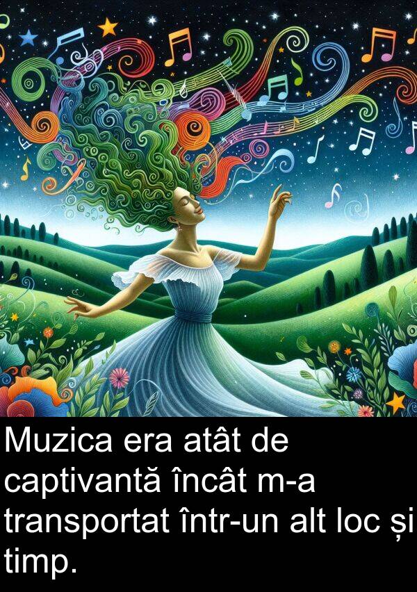 atât: Muzica era atât de captivantă încât m-a transportat într-un alt loc și timp.