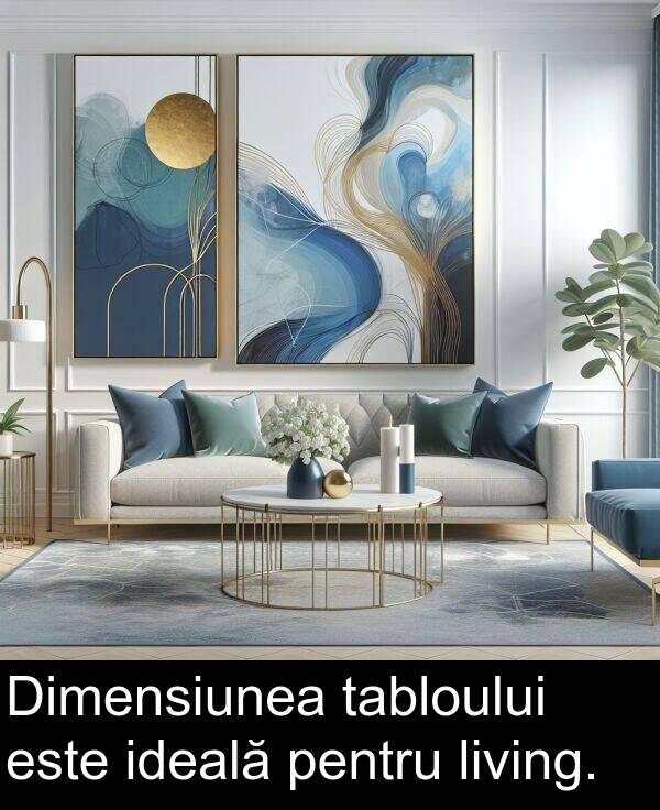 tabloului: Dimensiunea tabloului este ideală pentru living.