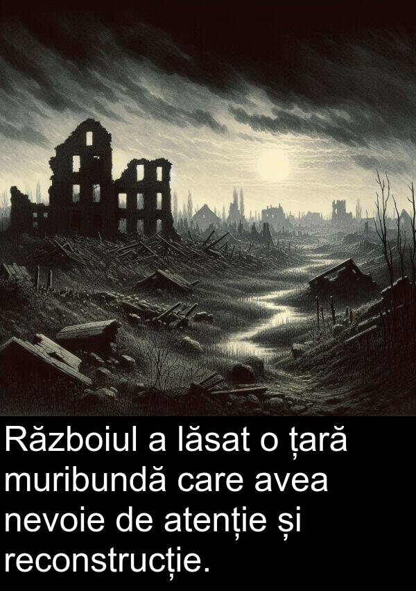 lăsat: Războiul a lăsat o țară muribundă care avea nevoie de atenție și reconstrucție.