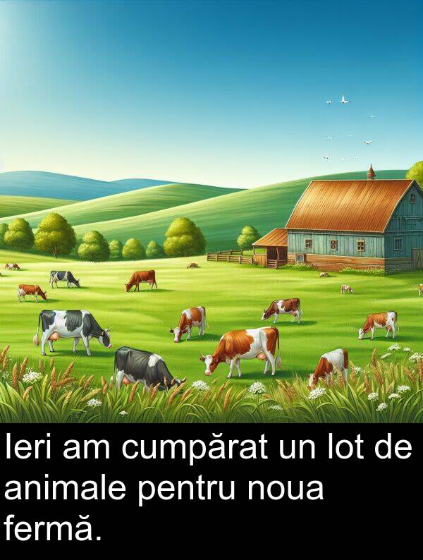 cumpărat: Ieri am cumpărat un lot de animale pentru noua fermă.