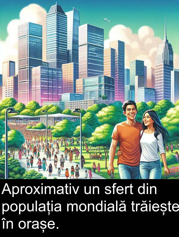 trăiește: Aproximativ un sfert din populația mondială trăiește în orașe.